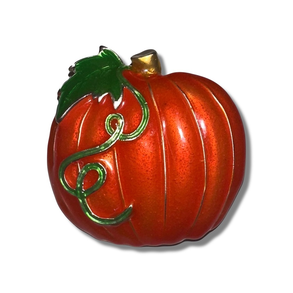 Enameled Pumpkin Brooch